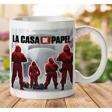 1-1108 La Casa De Papel Dörtlü Iki Tarafı Baskılı Kupa Bardak