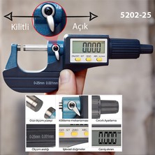 Sevgift 5202-25 Dijital Hassas Mikrometre 0-25 mm