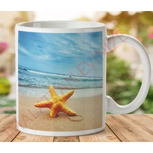 Art Hediye 1-544 Deniz Yıldızı Renkli Iki Tarafı Baskılı Kupa Bardak