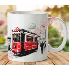 1-238 Istanbul Taksim Tramvay Iki Tarafı Baskılı Kupa Bardak