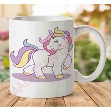 Art Hediye 1-1208 Sevimli Unicorn Iki Tarafı Baskılı Kupa Bardak