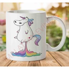 1-1265 Unicorn Osuruk Iki Tarafı Baskılı Kupa Bardak