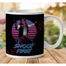 Art Hediye 1-1437 Han Solo Shoot First Star Wars Iki Tarafı Baskılı Kupa Bardak