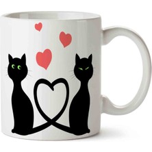 Kedi Seni Seviyorum Love Iki Tarafı Baskılı Kupa Bardak