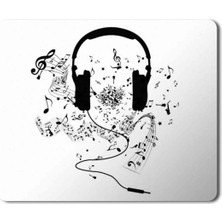 Art Hediye Music Müzik Headphones And Music Notes Baskılı Mouse Pad Mousepad