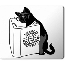 Art Hediye Kitap Okuyan Kedi World Domination Baskılı Mouse Pad Mousepad