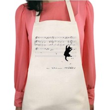 Art Hediye Kedi Dökülen Notalar Müzik Kalıcı Baskılı Yıkanabilir Su itici Özellikli Mutfak Önlüğü