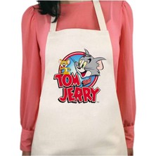 Art Hediye Tom ve Jerry Kalıcı Baskılı Yıkanabilir Su itici Özellikli Mutfak Önlüğü