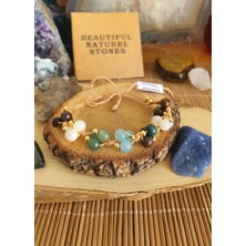 NBS Beautiful Naturel Stones Yengeç Burcu Doğal Taş Bileklik ( Sedef, Kaplan Gözü , Akik , Aventurin ,kan Taşı ) 6 mm El