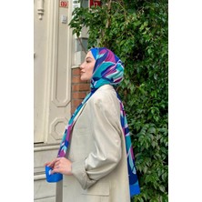 Moda Mevsimi Ipekhan Nature Lilyum Soft Şal Saks Turkuaz