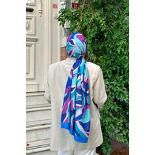 Moda Mevsimi Ipekhan Nature Lilyum Soft Şal Saks Turkuaz