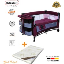 Holmer Maxi Comfort Coolstyle Anne Yanı Oyun Parkı/beşik 70X110CM Mürdüm+Aloevera Yatak