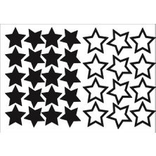 Lizpo Decor Büyük Yıldız Kirpik Polka Sevimli Çocuk Odası Duvar Sticker Gri