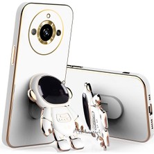 MTK Moveteck Realme 11 Pro Kılıf Astronot Standlı Sevimli Parlak Gold Altın Kenarlı Tam Korumalı 3D Sevimli Kapak