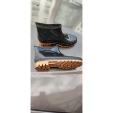 Çiğdem Kundura Kısa Lastik Çizme Siyah 41 Numaralı Kauçuk Tabanlı Su Geçirmez Bahçe Ayakkabısı