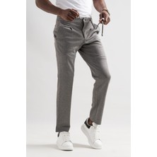 Akçaylar Slimfit Beli Lastikli Iplikli Çizgili Tek Pileli Kışlık Kumaş Erkek Jogger Pantolon