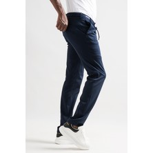 Ecer Slimfit Beli Lastikli ve Iplikli Çizgili Pamuklu Kışlık Kumaş Erkek Jogger Pantolon