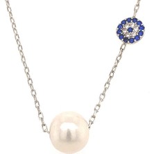 Birinci1926 925 Ayar Nazar Boncuklu Doğal İnci Bayan Kolye