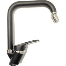 Bdl Armatür Siyah Krom Detay Lüx Mutfak Eviye Bataryası Çeşmesi Musluğu Oynar Başlıklı