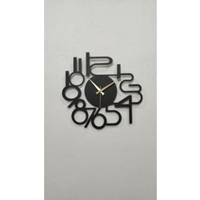 Gowpenart Dizayn Gowpenart Modern Rakamlı Metal Siyah Duvar Saati - Hediye Saat - Ev / Ofis Saati - 50 x 50 cm