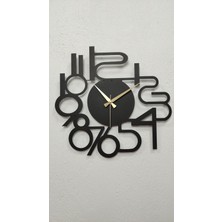 Gowpenart Dizayn Gowpenart Modern Rakamlı Metal Siyah Duvar Saati - Hediye Saat - Ev / Ofis Saati - 50 x 50 cm