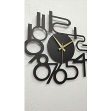 Gowpenart Dizayn Gowpenart Modern Rakamlı Metal Siyah Duvar Saati - Hediye Saat - Ev / Ofis Saati - 50 x 50 cm