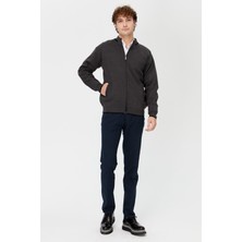 Erkek Hakim Yaka Çelik Örgü Yün Triko Mont K.Gri