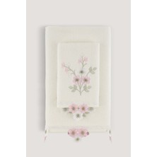 Arliva Home Asu Kadıfe Nakıslı Çeyız Havlusu Krem 50X85
