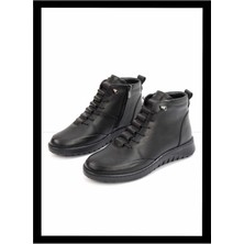 Siyah Hakiki Deri Kadın Bot & Bootie K02331376203