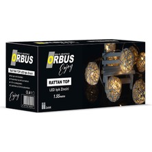 Orbus Rattan Top LED Işık - 10 Adet Örgü Işık Topu Pilli 1.5metre