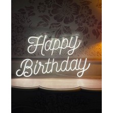 Happy Birthday Yazılı Neon LED Işıklı Organizasyon Duvar Dekorasyon ÜRÜNÜ(78X79 Cm)