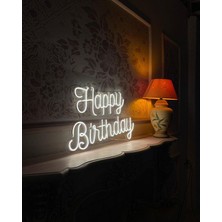 Happy Birthday Yazılı Neon LED Işıklı Organizasyon Duvar Dekorasyon ÜRÜNÜ(78X79 Cm)