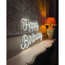 Happy Birthday Yazılı Neon LED Işıklı Organizasyon Duvar Dekorasyon ÜRÜNÜ(78X79 Cm)