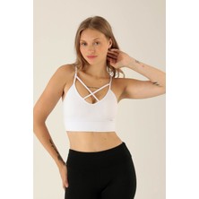 Rays Önü Çapraz Askılı Büstiyer - 9022-1 Beyaz