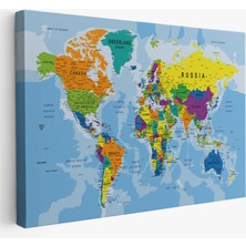 Harita Sepeti Detaylı Dünya Haritası Kanvas Tablo 1019
