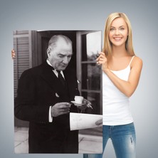 Harita Sepeti Atatürk Portre Tablosu Mustafa Kemal Atatürk Dikdörtgen Dekoratif Kanvas Tablo