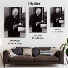 Harita Sepeti Atatürk Portre Tablosu Mustafa Kemal Atatürk Dikdörtgen Dekoratif Kanvas Tablo