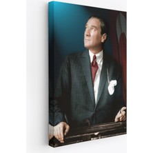 Harita Sepeti Atatürk Portre Tablosu Mustafa Kemal Atatürk Dikdörtgen Dekoratif Kanvas Tablo-64