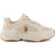 U.S. Polo Assn. Kadın Spor Ayakkabı Bej Renk Tekstil Malzemeden Düz Tabanlı Rahat Kullanım