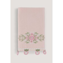 Arliva Home Alıze  Kadıfe Nakıslı Çeyız Havlusu Pudra 50X85