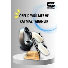 Crodle Ceviz Ahşap ve Siyah Metal Gaming Ps4 Ps5 Xbox Joystick Kontroller Tutucu ve Kulaklık Dikey Standı