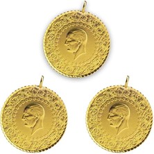 3 Parça 22 Ayar Altın Yarım Altın Tarihli Set 10.524 Gram T.C. Darphane Üretimi