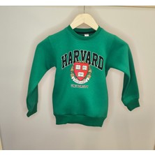 Modarvi Harvard Baskılı 3 Iplik Şardonlu Yeşil Erkek Çocuk Sweatshirt