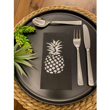 Kidspartim Gümüş Yaldızlı Siyah Ananas Peçete