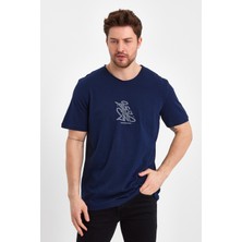 Uomo Park 2617 Basic Flamlı Kumaş Ön Kabartma Baskılı T-Shirt