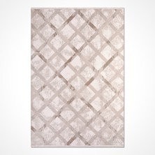 Krem Geometrik Desen Makine Halısı
