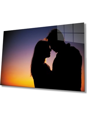 Miray Life Gün Batımında Sevgililer Cam Tablo