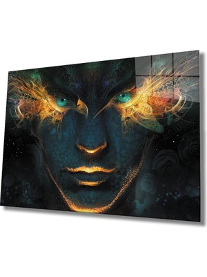 Miray Life Metafizik Kadın Kartal Göz Cam Tablo