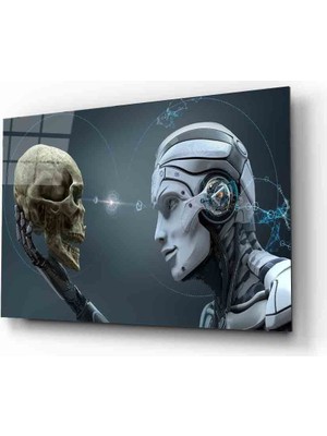 Miray Life Fütüristik Kurukafa Robot  Cam Tablo