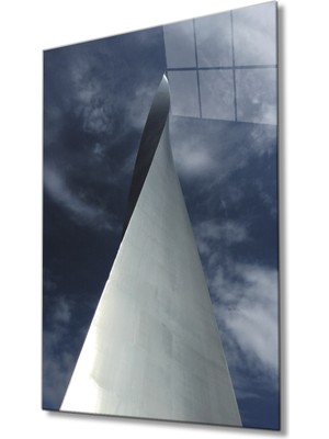 Miray Life Aşağıdan Yukarı Doğru Bina Gri Mavi  Geometrik  Tablo